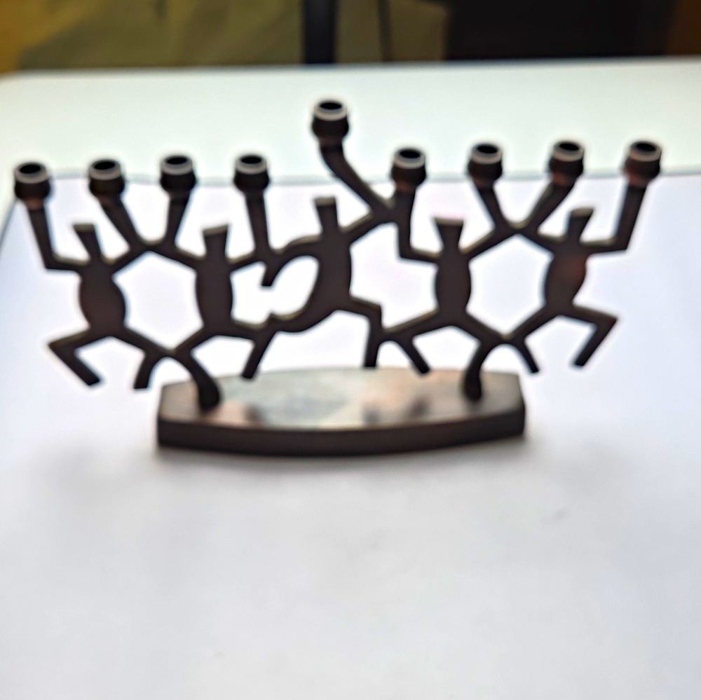 Biedermann India Metal Dancing Figures 9-Candle Menorah Style Candelabra Brown
